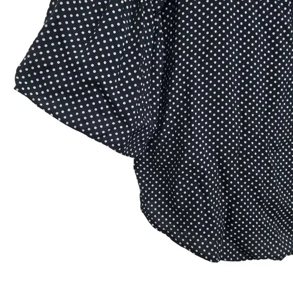 Van Heusen Womens XL Top Polka Dot Bell Sleeve Blouse Rayon Blend V Neck Blue - Picture 6 of 11